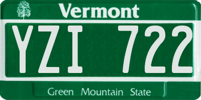 VT license plate YZI722
