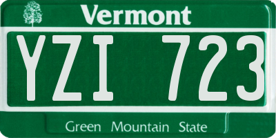 VT license plate YZI723