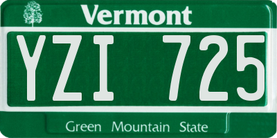VT license plate YZI725