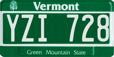 VT license plate YZI728