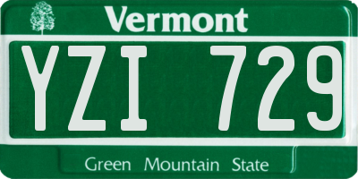 VT license plate YZI729