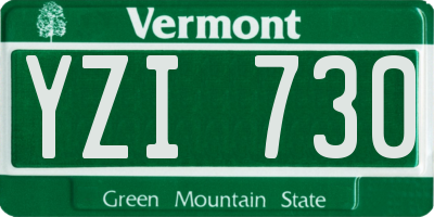 VT license plate YZI730