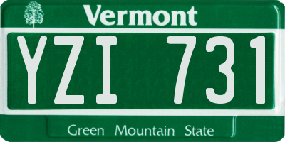VT license plate YZI731