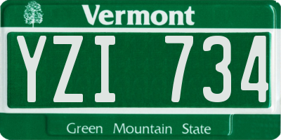 VT license plate YZI734