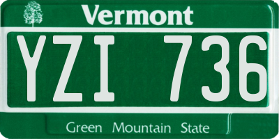 VT license plate YZI736
