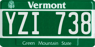 VT license plate YZI738