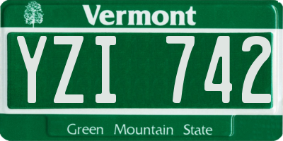 VT license plate YZI742