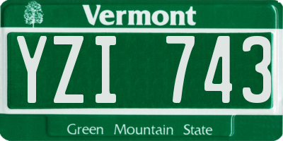VT license plate YZI743