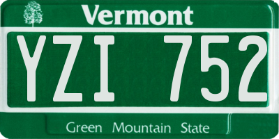 VT license plate YZI752