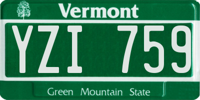 VT license plate YZI759