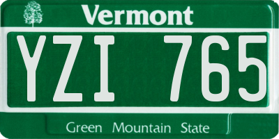 VT license plate YZI765
