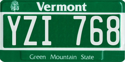 VT license plate YZI768