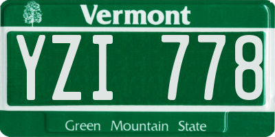 VT license plate YZI778