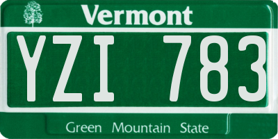 VT license plate YZI783