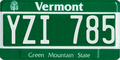 VT license plate YZI785