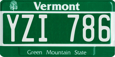 VT license plate YZI786