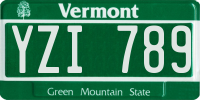 VT license plate YZI789