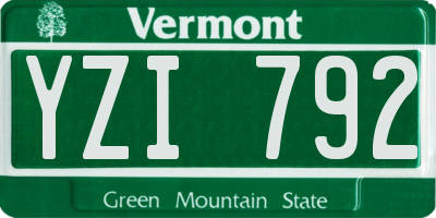 VT license plate YZI792