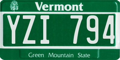 VT license plate YZI794