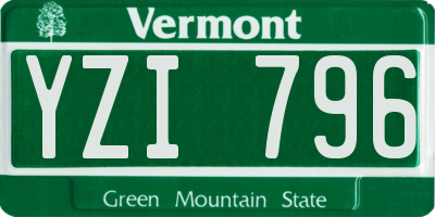 VT license plate YZI796
