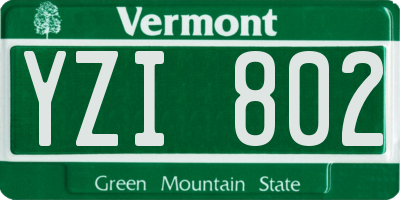 VT license plate YZI802