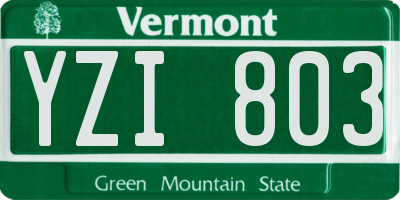 VT license plate YZI803