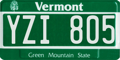 VT license plate YZI805