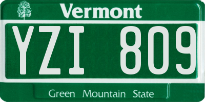 VT license plate YZI809