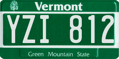 VT license plate YZI812