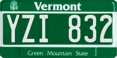 VT license plate YZI832