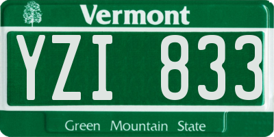 VT license plate YZI833