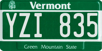VT license plate YZI835