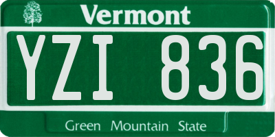 VT license plate YZI836