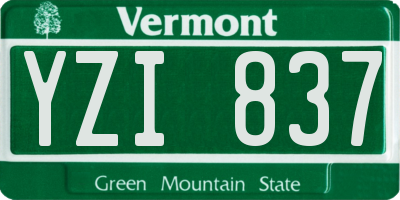 VT license plate YZI837