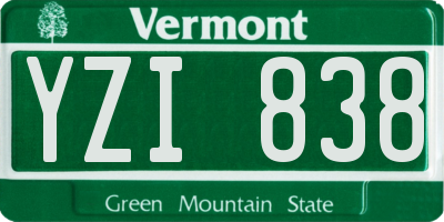 VT license plate YZI838