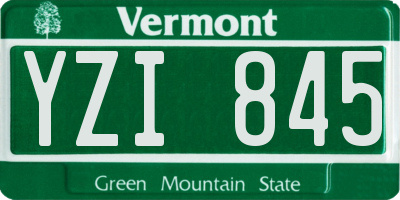 VT license plate YZI845