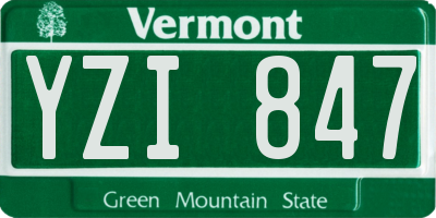 VT license plate YZI847