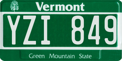 VT license plate YZI849