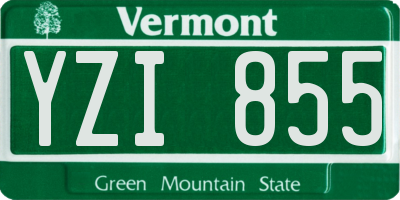 VT license plate YZI855