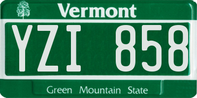 VT license plate YZI858