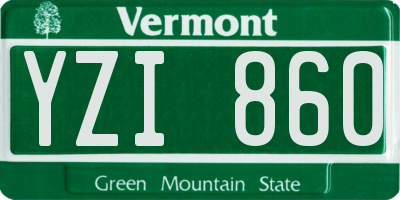 VT license plate YZI860