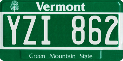 VT license plate YZI862