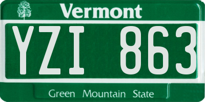 VT license plate YZI863