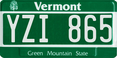VT license plate YZI865
