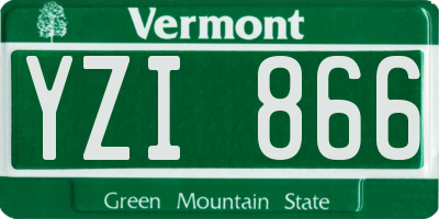 VT license plate YZI866