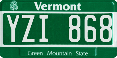 VT license plate YZI868