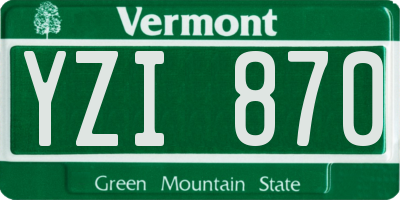 VT license plate YZI870