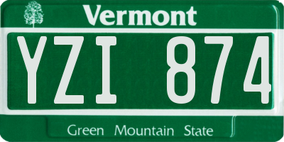 VT license plate YZI874
