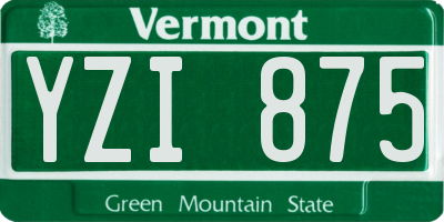VT license plate YZI875