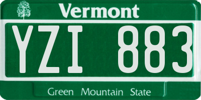 VT license plate YZI883
